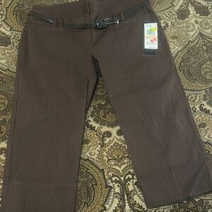 Brown Cropped Pants with Belt